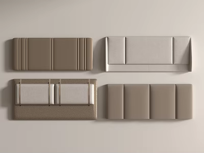 Modern Upholstered Headboard Designs In Brown And White Leather With Stitch Details 3d model