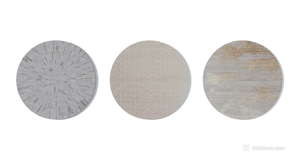 Modern Round Rugs With Radial Patterns Geometric Designs And Distressed Textures 3d model