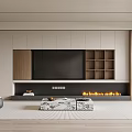 Modern TV Wall Interior Design With Built in TV Wooden Panels And Fireplace