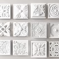 White Decorative Carved Panels With Various Floral And Geometric Patterns For Wall Ceiling Decor