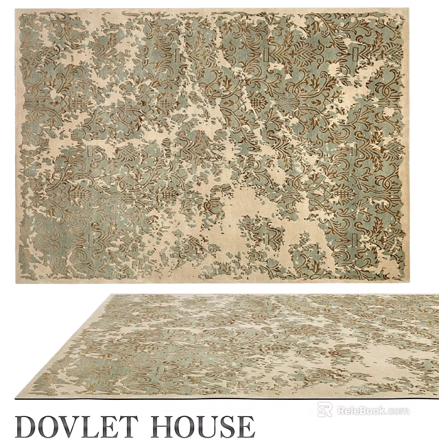 Square Carpet With Intricate Vintage Floral Pattern And Soft Beige Background 3d model 