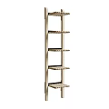 Wooden Multi Tier Shelving Unit with Slatted Shelves for Home Storage