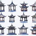 Traditional Chinese Pavilions With Various Architectural Styles And Classic Roof Designs