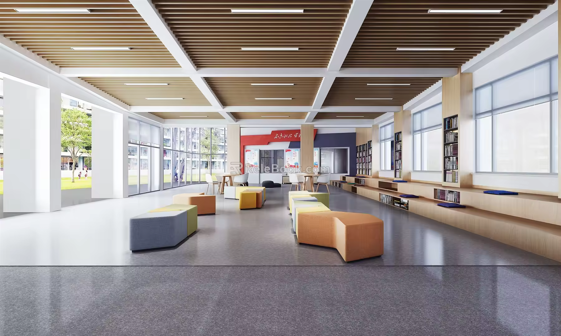 modern library campus library 3d model