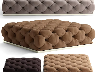 Tufted Velvet Ottoman With Multiple Colors And Padded Design For Home Furniture 3d model