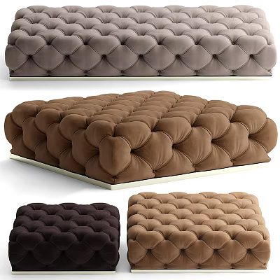 Tufted Velvet Ottoman With Multiple Colors And Padded Design For Home Furniture 3d model