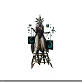 Mystical Female Character With White Hair And Blue Crescent Orbs Surrounded By Flying Insects