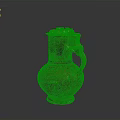 Decorative Ceramic Household Item With Orange Green Textured Surface And Dragon Handle