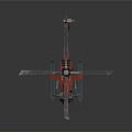 Red Cosmic Helicopter Model With Transparent Cockpit Orange Components And Blue Base