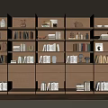 Modern Bookcase Design With Layered Shelves Books Storage Drawers And Decorative Items