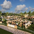 Tropical Scenic Glamping Campsite With Luxury Tents RV Parking Palm Trees And Spacious Seating Areas