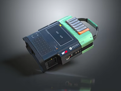 Portable Headphone Speaker With Green Black Design LCD Display Multiple Interfaces And Handle 3d model