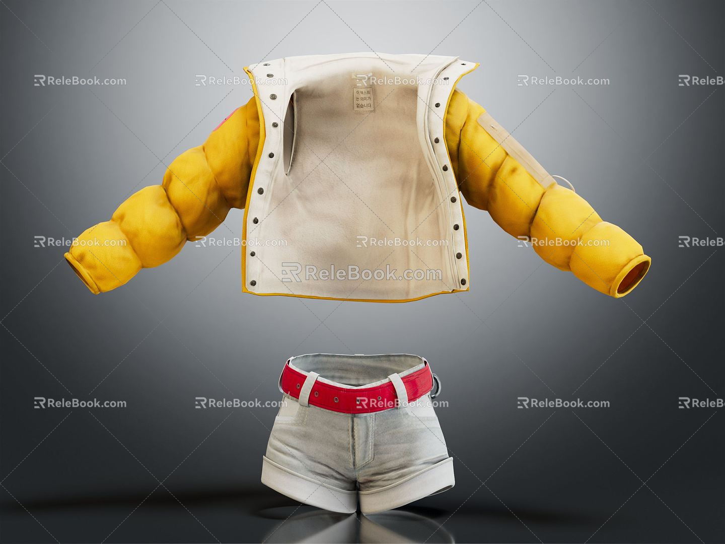 Modern Clothes Costume Cotton Jacket 3d model