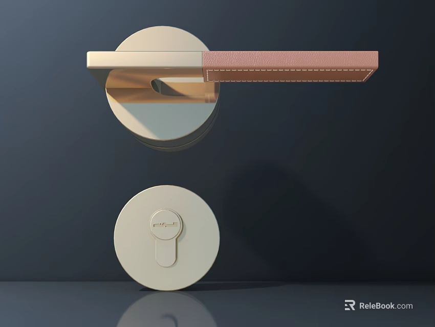 Modern Door Handle Design With Circular Base And Sleek Lever Structure 3d model 