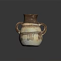 Sculptural Carving Ceramic Vase Featuring Two Handles And Fringe Design Patterns