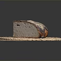 Fresh Sliced Bread With Flour Dusting On Woven Mat Background