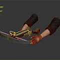 Game Movie Character Hands In Brown Gloves Holding Wooden Metal Crossbow