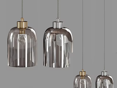 Modern Transparent Glass Pendant Lights with Gold Silver Finishes and Bell Shaped Design 3d model