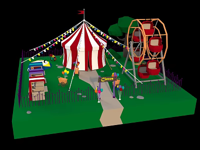 Modern Cartoon Scene Cartoon Amusement Park 3d model