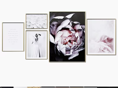 Modern Wall Frames With Floral Prints Portrait Photo And Text Art Decor 3d model