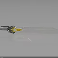 Sci-Fi Sword Metallic Design With Yellow Accents Sharp Blade And Reflective Surface