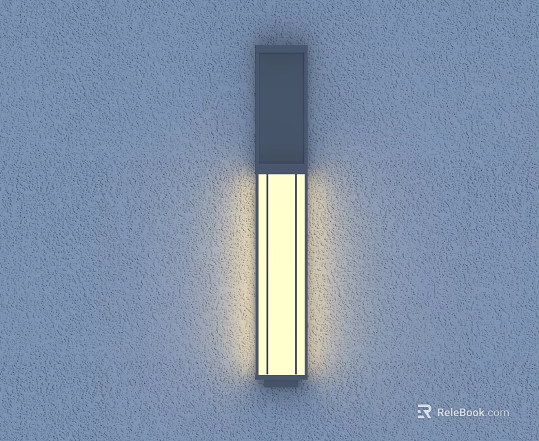 Modern Sleek Vertical Wall Light Mounted On Gray Textured Wall With Soft LED Illumination 3d model 
