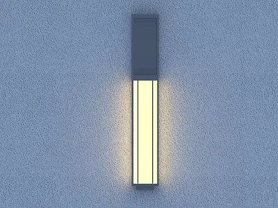 Modern Sleek Vertical Wall Light Mounted On Gray Textured Wall With Soft LED Illumination 3d model