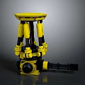 Military Weapon With Yellow Mechanical Multi Legged Tripod Structure Top Platform And Barrel 3d model