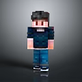 Pixelated Minecraft Character With Dark Hair Blue Pants And White Shoes