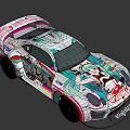 Vibrant Anime Themed Sports Car With Custom Livery And Colorful Graphics