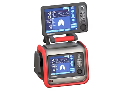 Advanced Dual Screen Patient Monitor Displaying Waveform Graphs And Vital Signs Data 3d model