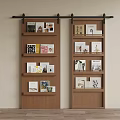 Wooden Sliding Doors With Built In Bookshelves For Modern Home Interior Design