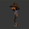 Cartoon Cowboy Character With Brown Hat Plaid Shirt And Outstretched Arms