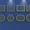 Traditional Carved Lattice Windows in Various Shapes and Intricate Decorative Patterns
