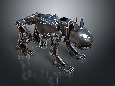 Mechanical Dog With Metallic Structure And Black Futuristic Design 3d model