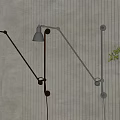 Contemporary Metal Arm Wall Lamps With Adjustable Design On Textured Striped Interior Wall