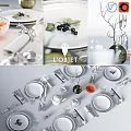 Elegant Modern Dinnerware Set With Glass Plates Cups Utensils And Decorative Accents