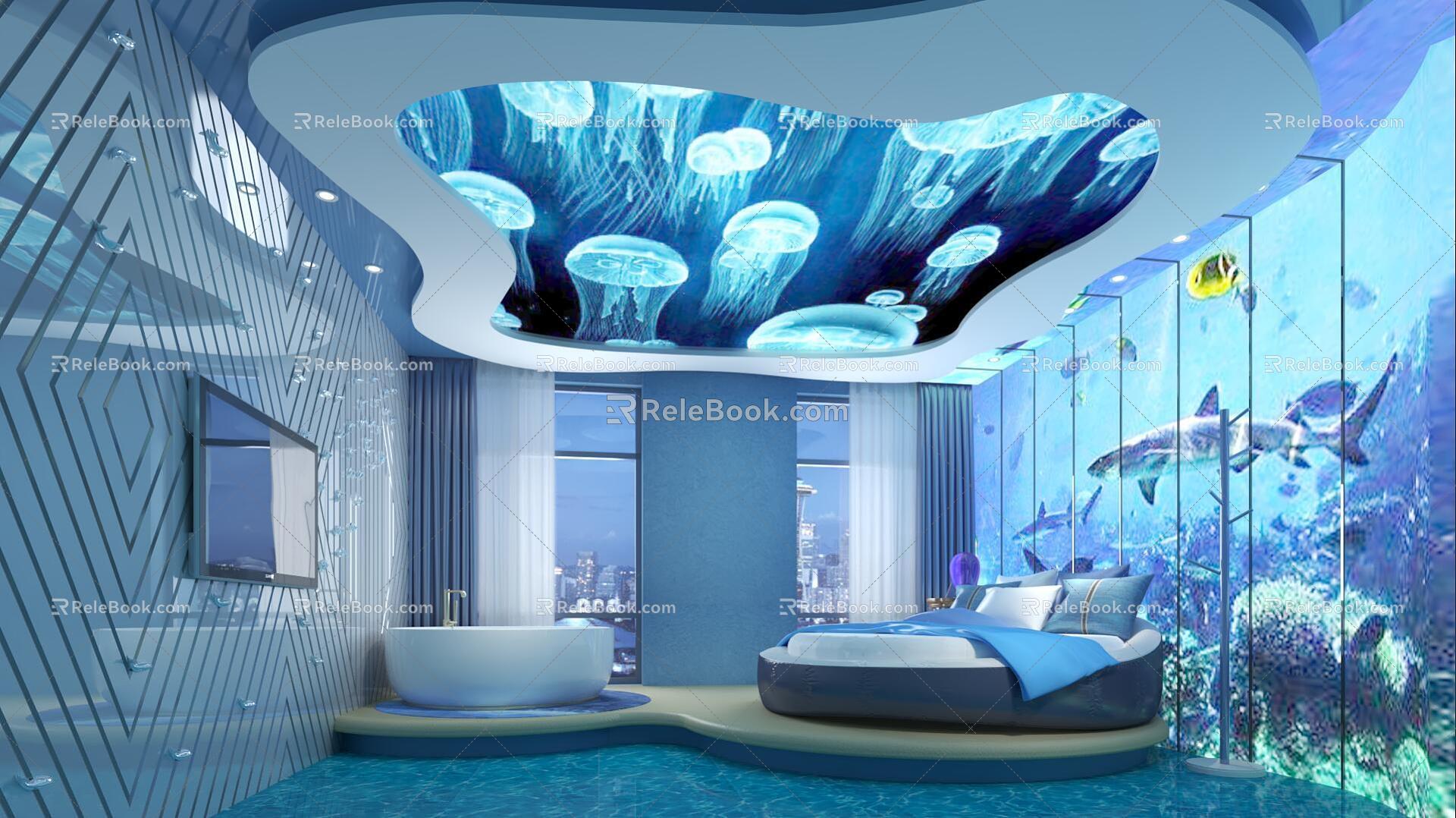 Theme Hotel Couple Hotel Hotel Room Ocean Style Hotel 3d model