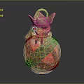 Enchanted Potion Bottle With Golden Crown Top Brown Straps And Red Liquid
