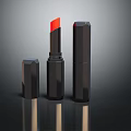 Elegant Black Lipstick Set With Red Shade And Shiny Reflective Surface 3d model