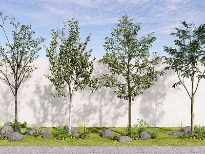 Landscape Plants Arbor Trees Street Trees Green Planting Green Belt Flowers and Plants Pile Grass Pile Stone model