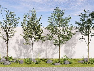 Landscape Plants Arbor Trees Street Trees Green Planting Green Belt Flowers and Plants Pile Grass Pile Stone 3d model