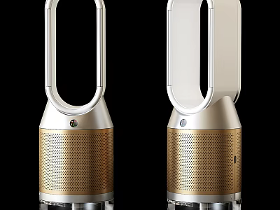 Smart Bladeless Fans With Modern Design Gold And Silver Finish Mesh Base And Circular Top 3d model