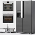 Sleek Modern Kitchen Appliances With Stainless Steel Range Hood Ovens And Refrigerator