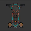 Futuristic Teal And Orange Concept Car With Open Frame Structure And Large Wheels