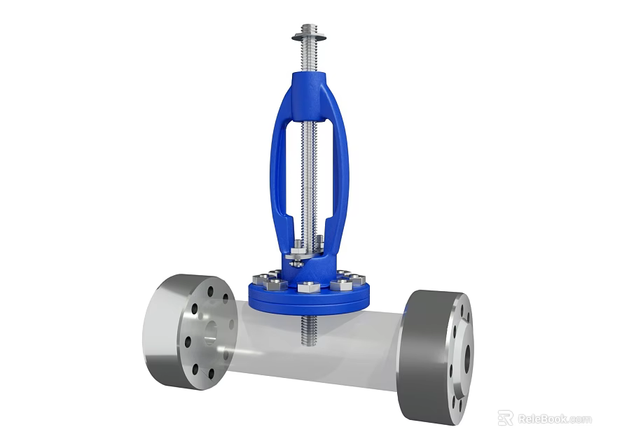 Industrial Valve With Flanged Connection Blue Actuator And Metal Body 3d model 
