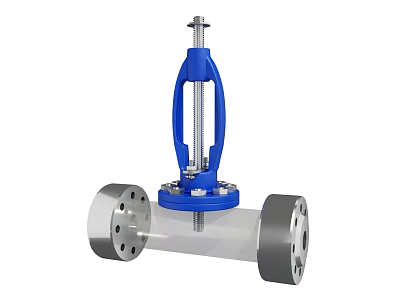 Industrial Valve With Flanged Connection Blue Actuator And Metal Body 3d model