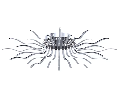 Modern Decorative Ceiling Light With Curved Metal Strips And Elegant Lighting Design 3d model