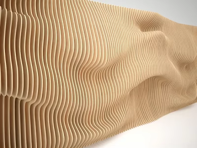 Wavy Textured Wooden Wall Design With Natural Grain And Modern Aesthetic 3d model