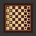 Classic Chessboard With Red And White Squares Red Border And Yellow And Red Pieces